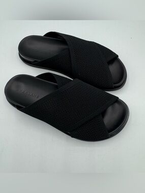 Everlane Black ReKnit Slide Crossover Mesh Sandals Comfortable size 5 NEW spring